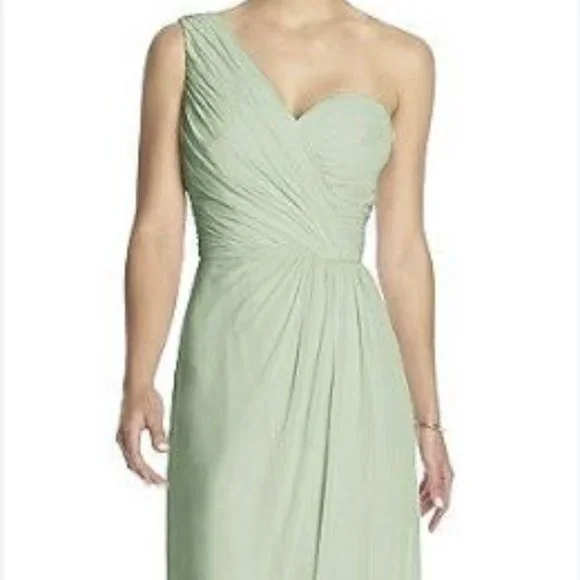 Dessy Collection | Dresses | Dessy Oneshoulder Draped Chiffon Maxi Dress  Celadon Size L | Poshmark